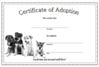 10+ Dog Adoption Certificate Free Printable Designs intended for Pet Birth Certificate Template 24 Choices