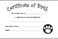 16+ Pet Birth Certificate Designs &amp;amp; Templates - Pdf, Psd in Stuffed Animal Adoption Certificate Editable Templates