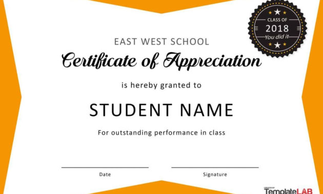 30 Free Certificate Of Appreciation Templates And Letters with regard to Student Leadership Certificate Template Ideas