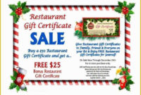 41 Restaurant Gift Certificate Template Free Download in Fantastic Restaurant Gift Certificates Printable