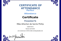 5+ Certificate Of Attendance Templates - Word Excel within Simple Printable Perfect Attendance Certificate Template