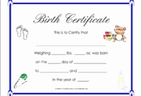 8 Birth Certificate Template In Pdf – Sampletemplatess for Cute Birth Certificate Template