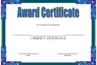 8+ Printable Perfect Attendance Certificate Template Designs within Social Studies Certificate Templates