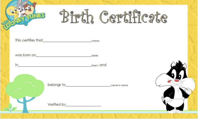 Again, We Used A Cartoon-Style Certificate Border For This with Stunning Stuffed Animal Birth Certificate