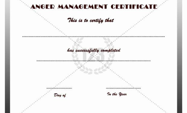 Anger Management Certificate Template Luxury Good Anger intended for Anger Management Certificate Template