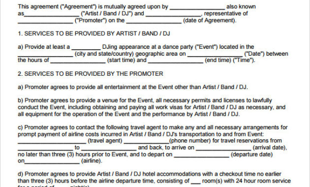Awesome Booking Agent Contract Agreement