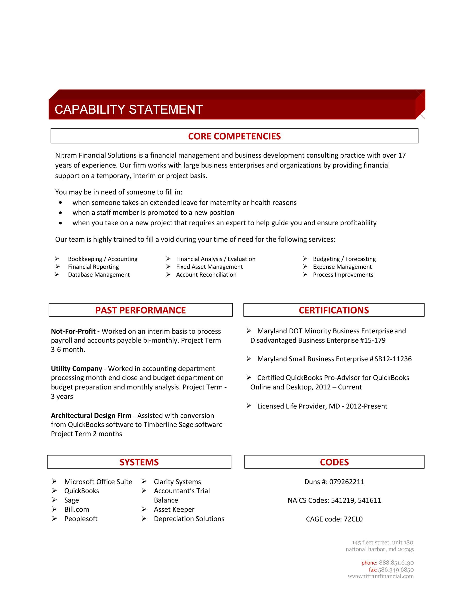 Awesome Capability Statement Template For Government Contractors