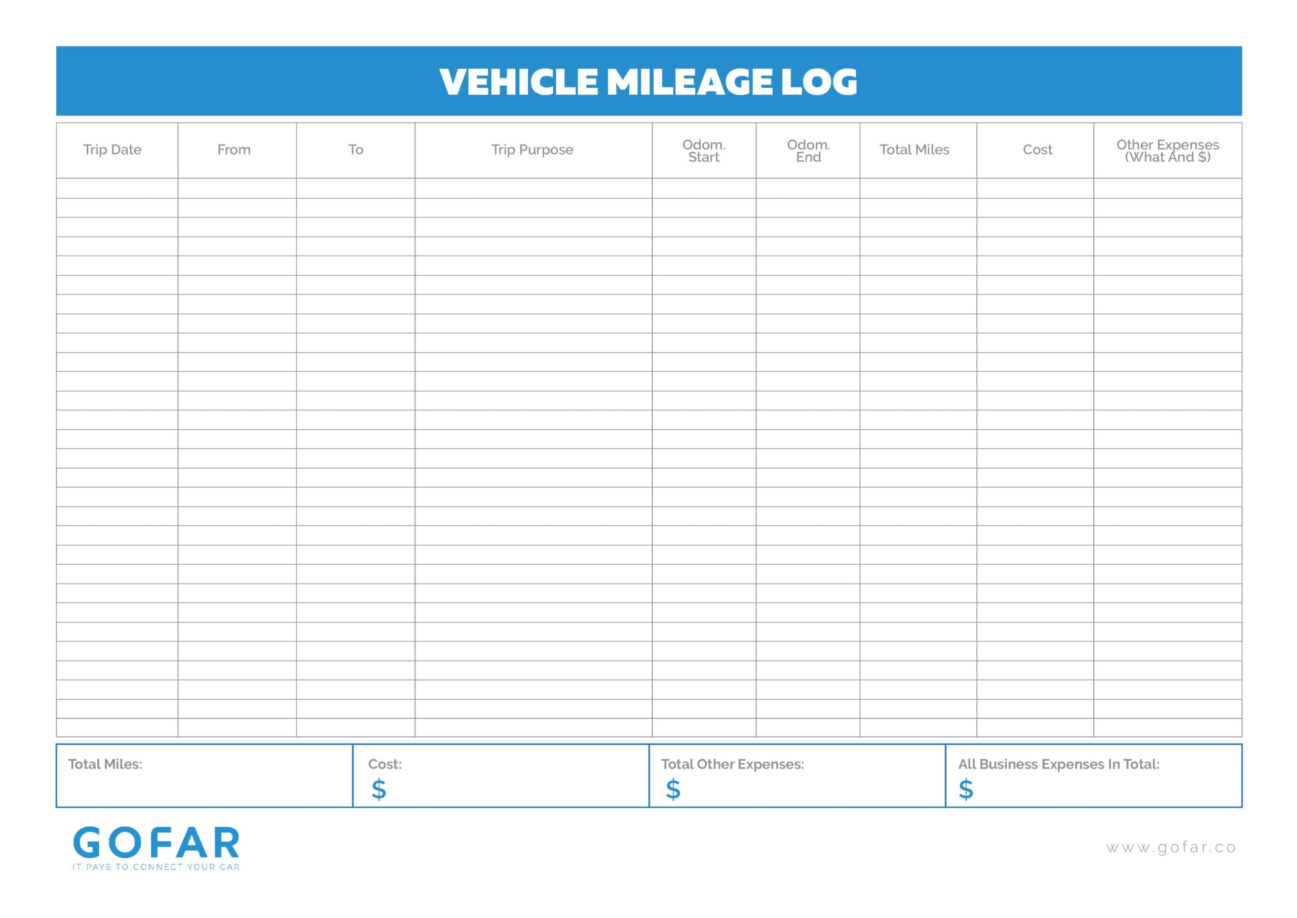 Awesome Car Expense Log Book Template