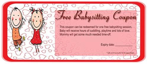 Babysitting Coupon | Babysitting Coupon, Babysitting with 7 Babysitting Gift Certificate Template Ideas