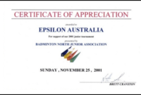 Badminton North Junior Association - Certificate Of within Badminton Achievement Certificates