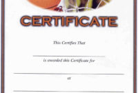 Basketball Participation Certificate Free Printable | Free with Simple Basketball Achievement Certificate Editable Templates