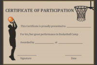 Basketball Participation Certificate Free Printable throughout New Basketball Tournament Certificate Templates