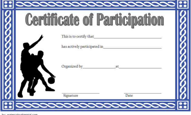 Basketball Participation Certificate Template - 10 with Fantastic Table Tennis Certificate Template Free