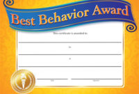 Best Behavior Award Gold Foil-Stamped Certificates in Good Behaviour Certificate Templates