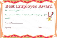 Best Employee Award Certificate Template pertaining to Best Dressed Certificate Templates