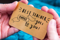 'Best Teacher Award Goes To You' Purse Wallet Card with Best Teacher Certificate