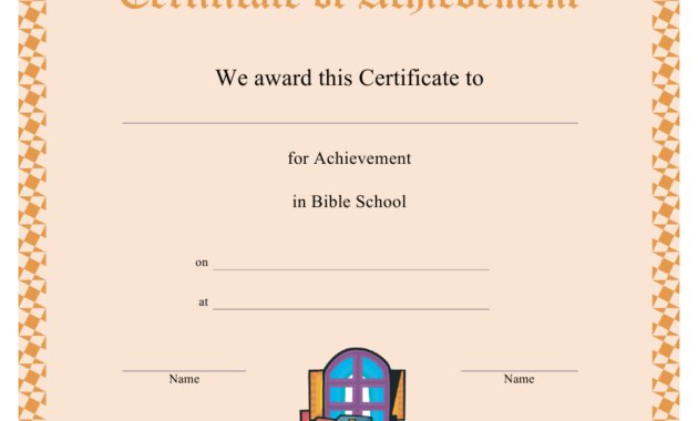 Bible School Certificate Of Completion Template Download with regard to Top Printable Vbs Certificates Free