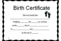Birth Certificate Template And To Make It Awesome To Read in Stunning Cute Birth Certificate Template