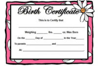 Birth Certificate Template And To Make It Awesome To Read throughout Cute Birth Certificate Template