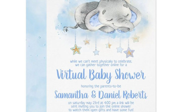 Boy Elephant Virtual Baby Shower Invitation | Zazzle intended for New Baby Shower Gift Certificate Template Free 7 Ideas