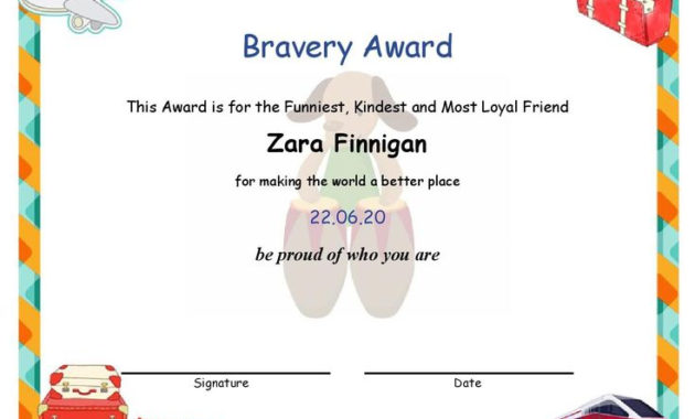 Bravery Award - 22.06.20 In 2020 | Bravery Awards, Bravery throughout Bravery Award Certificate Templates
