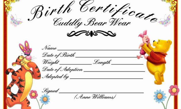 Build A Bear Birth Certificate Template Blank Best Of Bear regarding Stunning Stuffed Animal Birth Certificate Template 7 Ideas