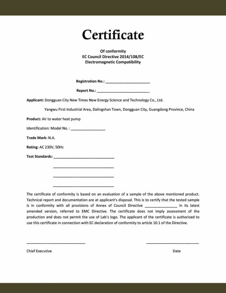 Certificate Of Conformity Template Free – Business Plan for Conformity ...