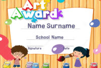 Certificate Template For Art Award With Kid Painting In pertaining to Best Drawing Competition Certificate Templates
