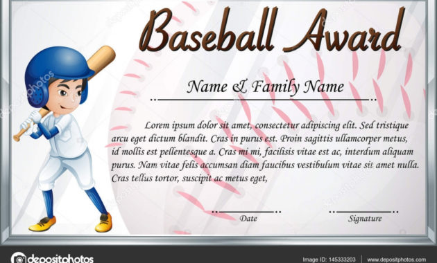 Certificate Template For Baseball Award With Baseball with Simple Baseball Award Certificate Template