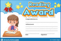 Certificate Template For Reading Award With Girl Reading with regard to Reading Certificate Template Free