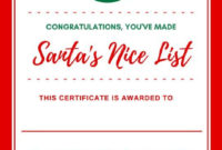 Certificate Template Free Printable Santa Nice List within Santas Nice List Certificate Template Free