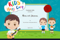 Colorful Kids Summer Camp Diploma Certificate Vector Image for Certificate For Summer Camp Free Templates 2020