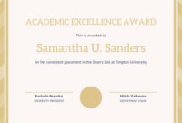 Customize 29+ Academic Certificate Templates Online - Canva with Academic Excellence Certificate