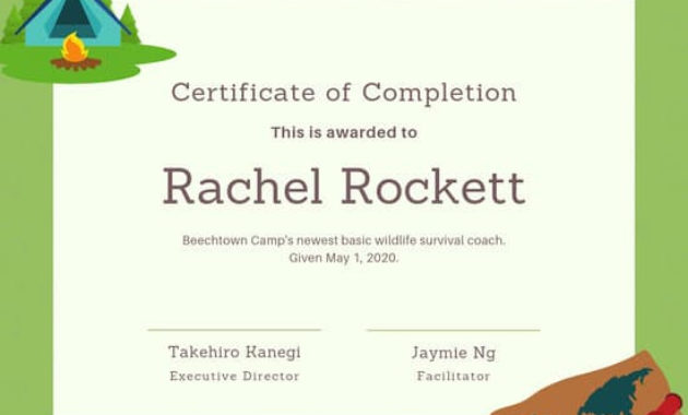 Customize 92+ Completion Certificate Templates Online - Canva pertaining to Certificate For Summer Camp Free Templates 2020