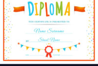 Diploma Template For Kids Inside Preschool Graduation intended for Awesome 7 Kindergarten Diploma Certificate Templates Free