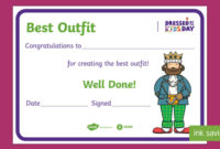 Dressedthe Kids Day Best Outfit Certificate in Best Dressed Certificate