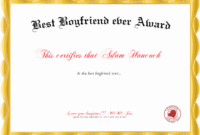 √ 20 Best Boyfriend Award Printable ™ | Dannybarrantes inside New Best Boyfriend Certificate Template