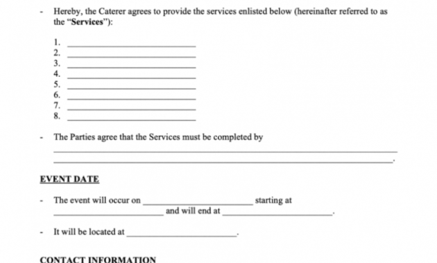 Fantastic Caterer Contract Template