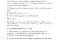 Fantastic Corporate Photography Contract Template