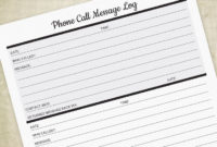 Fascinating Voicemail Log Template