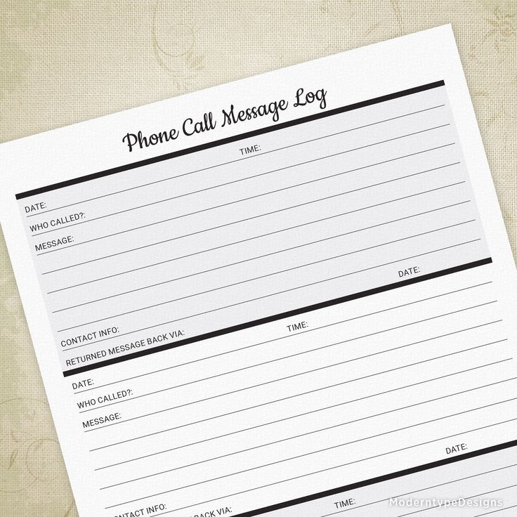 Fascinating Voicemail Log Template