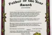 Father Of The Year Award Certificate Parchment Paper pertaining to Simple Best Dad Certificate Template