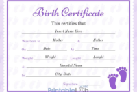 Fillable Printable Puppy Birth Certificate ~ News Word regarding Rabbit Birth Certificate Template Free 2019 Designs