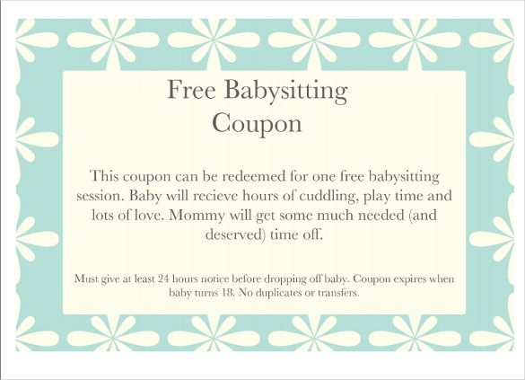 Floral Baby Sitting Coupon Template Download | Babysitting regarding 7 Babysitting Gift Certificate Template Ideas