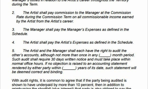 Free Artist Manager Contract Template