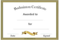 Free Badminton Certificate Template - Customize Online regarding Top Badminton Certificate Templates