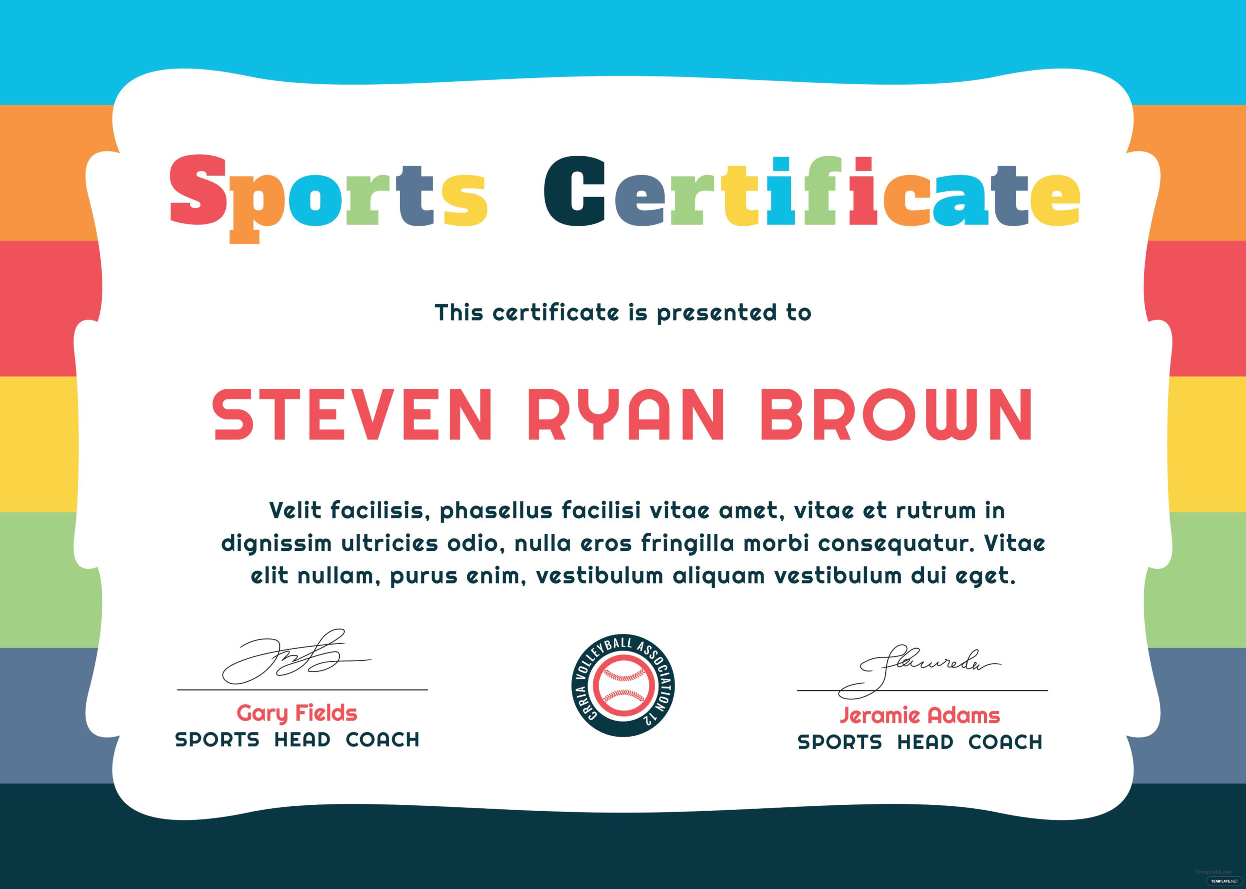 Free Kids Sports Award Certificate Template In Adobe within Sportsmanship Certificate Template