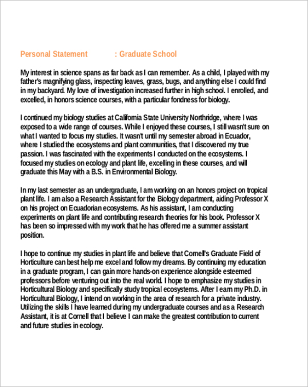 best personal statement for job application