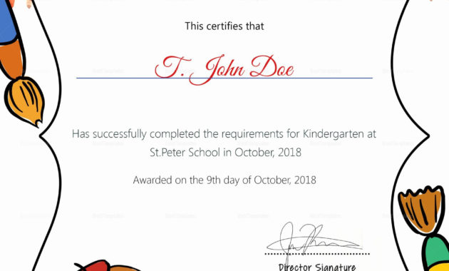 Free Preschool Certificate Templates Elegant Preschool throughout Fascinating Printable Kindergarten Diploma Certificate