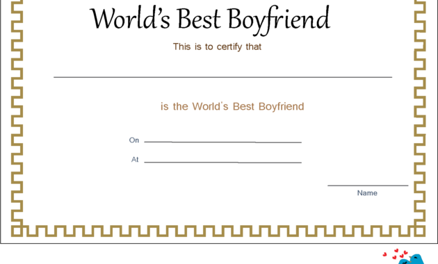 Free Printable World&amp;#039;S Best Boyfriend Certificates with Best Girlfriend Certificate 7 Love Templates